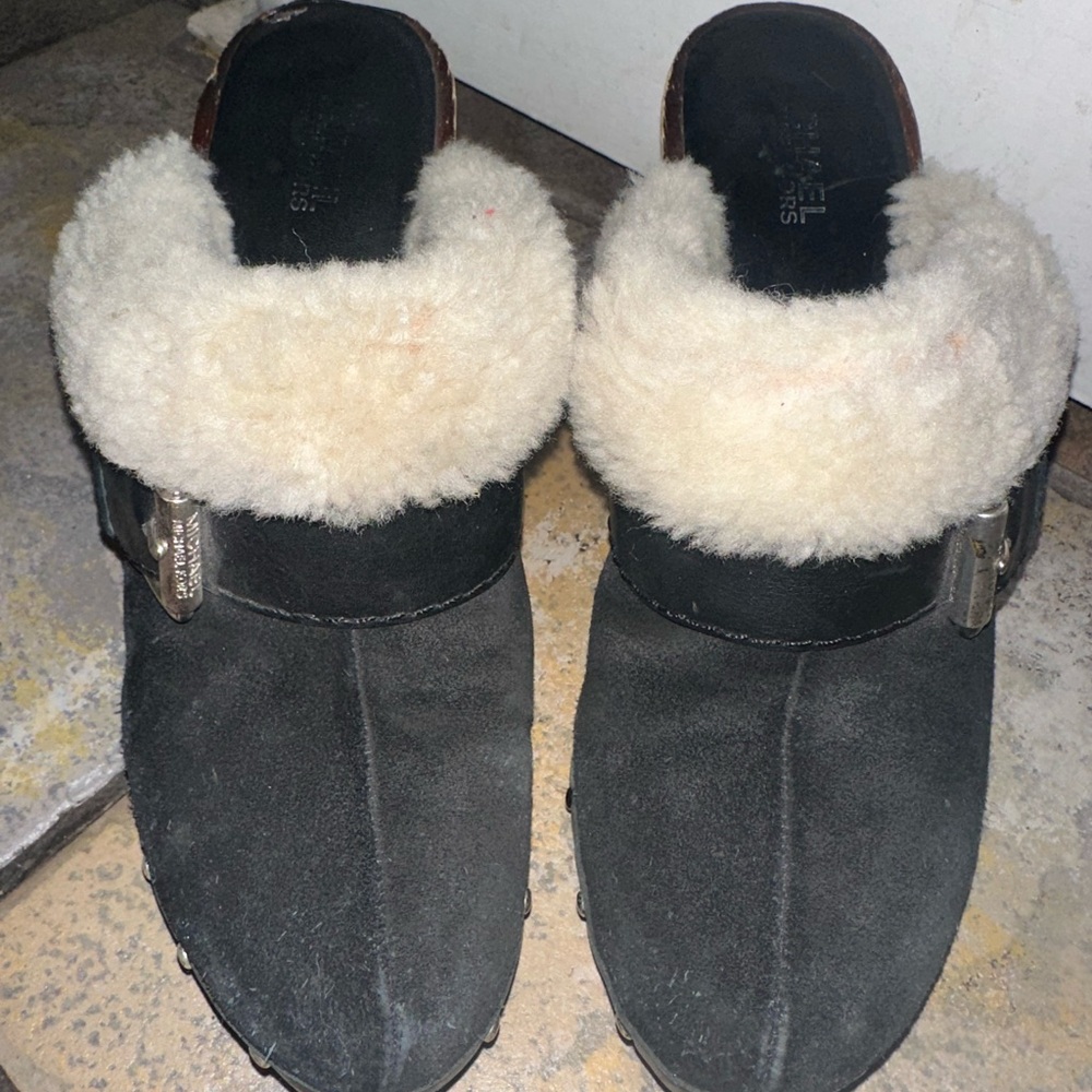 Michael Kors Black Ankle Boots with Cream Fur